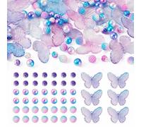 Beadthoven 100pcs Acrylic Beads Blue Purple Butterfly Rose Round Berry Imitation Pearl Beads Bulk for DIY Bracelets Necklaces Key Chains Jewelry Making, Hole: 1~2mm