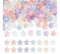 Beadthoven 100pcs Acrylic Star Beads UV Plating Iridescent Transparent Twinkle Star Bead for DIY Earring Necklaces Choker Bracelets Jewellery Making Hole: 2.8mm