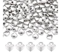 Beadthoven 100pcs Antique Silver Heart Charm Pendants Tibetan Style Extender Chain Drops Charms 8x7x2.5mm for Jewelry Making Choker Necklace Bracelet Earrings