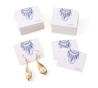 Beadthoven 100Pcs Earring Display Cards 1.4x1.7 Inches Rectangle Earring Holder Cards Dream Catcher Printed Paper Jewelry Display Card Jewelry Hanging Packaging Card for Selling Earrings, Ear Studs