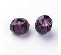 Beadthoven 100pcs Glass European Beads Large Hole Loose Beads No Metal Core Faceted Rondelle Bead fit for 5mm Snake Chain Bracelets Necklace Jewelry Making 14x8mm