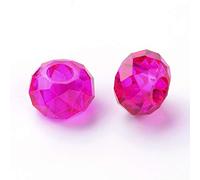 Beadthoven 100pcs Glass European Beads Large Hole Loose Beads No Metal Core Plum Baking Color Faceted Rondelle Beads fit for 5mm Snake Chain Bracelets Necklace Jewelry Making 14x8mm