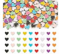 Beadthoven 100Pcs Heart Enamel European Beads Love Hearts Enamel Spacer Beads Large Hole Plastic Loose Bead for DIY Necklace Bracelet Jewelry Making Hole: 4 mm