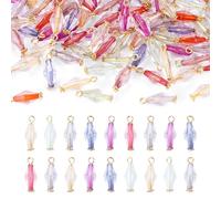Beadthoven 100Pcs Long Bicone Crystal Dangle Charms for Jewelry Making Transparent Acrylic Pendant Tiny Bead Dangles with Golden Loop for DIY Earring Necklace Bracelet Keychain Jewelry Making