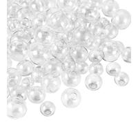 Beadthoven 100Pcs Round Clear Blown Glass Globe Beads 10/12/14/16/18mm Empty Wish Ball Bottles Mini Hollow Ball Charms for DIY Crafts Earrings Pendants Jewelry Making Lanyards Hanging Ornaments