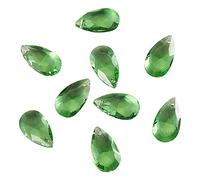 Beadthoven 100pcs Teardrop Glass Beads PaleGreen Color Faceted Dorp Crystal Beads Top Drilled Dangle Pendants for Jwewelry Making Chandelier Home Hanging Decor, Hole: 1mm