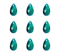 Beadthoven 100pcs Teardrop Glass Beads Seagreen Faceted Dorp Crystal Beads Top Drilled Dangle Pendants for Jwewelry Making Chandelier Home Hanging Decor, Hole: 1mm