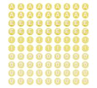 Beadthoven 100pcs Transparent Acrylic Letter Beads 7x4mm Flat Round A E I O U Alphabet Beads Friendship Bracelet Vowel Letter Loose Beads Spacers for DIY Necklace Lanyards Jewelry Making - Yellow
