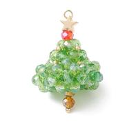 Beadthoven 10pcs Christmas Tree Charms, Crystal Glass Beaded Pendants Golden Star Cute Xmas Tree Crystal Drop Dangle Beads for Jewelry Making DIY Earrings Necklace Key Chain Hanging Ornaments