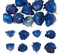 Beadthoven 10pcs Handicraft Dry Flower Pendants 3D Natural Real Dried Rose Charms with Epoxy Resin for DIY Earrings Necklace Phone Charms Keychain Jewelry Making, Blue
