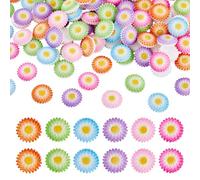 Beadthoven 120Pcs Daisy Flower Cabochons Resin Flatback Flower Beads Charms Cute Colorful Floral Pendants Embellishments Ornaments Bulk Undrilled Floral Charms for Scrapbooking DIY Crafts Supplies