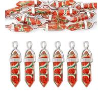 Beadthoven 12pcs Bullet Shape Pendants Epoxy Resin Bullet Charms with Fruit Polymer Clay Beads inside Alloy Loop for DIY Craft Necklace Jewelry Making, Red