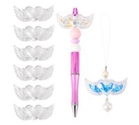 Beadthoven 12Pcs Transparent Acrylic Wing Beads Clear Fillable Beads Wing Shape Hollow Large Loose Bead Cute Acrylic Craft Spacers for DIY Beadable Pen Keychain Lanyard Hanging Ornaments