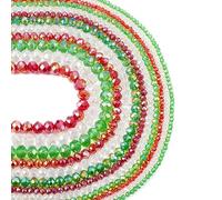 Beadthoven 1350Pcs/12Strands AB Color Glass Beads Christmas Theme Beads Red Green Electroplate Rondelle Faceted Loose Spacer Beads for DIY Necklace Jewelry Making