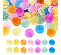 Beadthoven 15mm Shell Charms 70 PCS Natural Shell Disc Coin Charms Colorful Seashell Flat Round Pendants Connector for Jewelry Making DIY Craft Home Decor Supplies