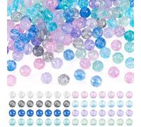 Beadthoven 160Pcs Blue Purple Crackle Glass Beads for Jewelry Making
