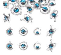 Beadthoven 16Pcs Star Moon Celestial Charms Crystal Rhinestone Pendants