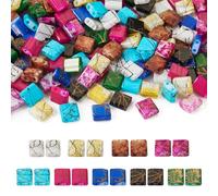 Beadthoven 180Pcs Glass Seed Beads Drawbench Spray Painted Rectangle Beads Colorful Double Hole Carrier Glass Seed Beads for DIY Bracelet Necklace Jewelry Making