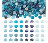 Beadthoven 180pcs Jade Abacus Beads 4 Styles Natural Gemstone Disc Jade 6mm Heishi Stone Bead for DIY Craft Necklace Bracelet Jewelry Making, Hole: 0.7-1mm, Blue