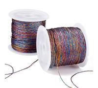 Beadthoven 2 Rolls Metallic Cord Twine, Colorful Thread String for Bracelet Making Rainbow Jewelry Braided Thread Rope 9-Ply Embroidery Thread Floss for Gift Wrapping Home Décor Upholstery Curtain