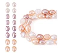 Beadthoven 2 Strands Natural Pearl Beads Cultured Freshwater Pearls 6-7mm Two Sides Polished Pearl Bead for DIY Crafts Necklace Bracelet Jewelry Making, Hole: 0.5mm