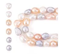 Beadthoven 2 Strands Natural Pearl Beads Cultured Freshwater Pearls 7-8mm Two Sides Polished Pearl Bead for DIY Crafts Necklace Bracelet Jewelry Making, Hole: 0.6mm