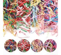 Beadthoven 200G Shredded Tissue Paper 4 Colors Raffia Gift Filler Paper Shreds Box Basket Craft Paper Twine for Easter Christmas Boxes Packaging Decor Basket Filling