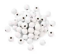 Beadthoven 200pcs 12mm White Wood Beads Natural Round Ball Large Hole Loose Beads Spacers for Macrame Garland Jewellery Bracelet Making