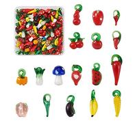 Beadthoven 200pcs Fruit Vegetable Lampwork Glass Charm Pendants Handmade Colorful Cherry Pumpkin Chili Glass Dangle Charm Beads for DIY Charm Bracelets Necklace Fun Earrings Jewelry Making Accessories