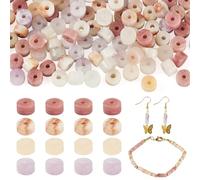 Beadthoven 200pcs Natural Gemstone Beads 4x2 mm Flat Round Light Coral Tune Stone Disc Beads for DIY Crafts Bracelet Necklace Earrings Jewelry Making,Hole: 0.7 mm