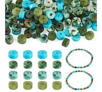 Beadthoven 200pcs Natural Gemstone Heishi Beads 4x2 mm Flat Round Green Tone Stone Disc Beads for DIY Crafts Bracelet Necklace Earrings Jewelry Making,Hole: 0.6-0.7 mm