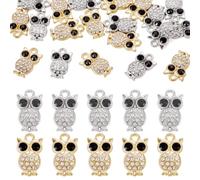 Beadthoven 20pcs 2 Colors Crystal Rhinestone Owl Bird Charms Platinum Gold Plated Alloy Pendants Mini Wise Owl Bird Flying Animals Metal Charms for Jewelry Making Bracelet Necklace Earring DIY Crafts