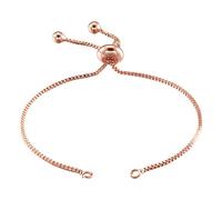 Beadthoven 20pcs 8-5/8 inches Adjustable Slider Bracelet Real Rose Gold Plated Box Chain Connector Slider Extender Chains with Ball Charms Ends for Jewelry Making