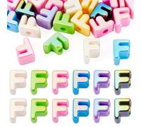 Beadthoven 20pcs Big Letter F Beads Large Hole Bubble Alphabet Acrylic Beads Charm Iridescent Plastic F Shape Loose Chunky Spacers for Jewelry Making Bracelet Necklace Keychains Shoelaces Crafts