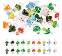 Beadthoven 20Pcs Cute Bumpy Mushroom Charms Colorful Handmade Lampwork Glass Mushroom Pendants Mini Small Glass Crystal Dangle Charms for Jewelry Making Necklace Earrings Keychains DIY Crafts