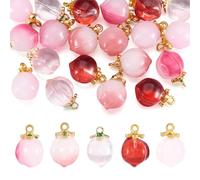 Beadthoven 20Pcs Peach Glass Crystal Charms Colorful 3D Peach Charms Bulk Mini Cute Fruit Dangle Charms Pendants with Golden Alloy Finding for DIY Crafts Jewelry Making Necklace Earring Bracelet