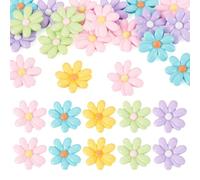Beadthoven 20Pcs Resin Flower Charms Flatback Daisy Flower Cabochons Resin Scrapbooking Embellishments Cute Charms Ornament No Hole Beads Pendants Bulk for Hair Clips Phone Case