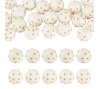 Beadthoven 20Pcs Round Lampwork Glass Beads Handmade Bumpy Hand Drawn Beads Polka Dot Enamel Round Bead for Jewelry Making DIY Crafts Bracelet Necklace Earrings, Brown&White