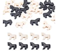Beadthoven 20pcs Turquoise Horse Beads Black & White Dyed Synthetic Turquoise Horse Shape Bead for Bracelet Necklace Keychain Jewelry Making, Hole: 1.2mm