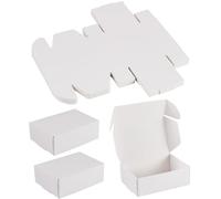 Beadthoven 20Pcs White Foldable Paper Boxes Cardboard Present Box Square Jewelry Box for DIY Handmade Soap Candy Chocolate Favor Wedding Birthday Crafts Packaging 8.3x6x3 cm