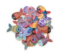 Beadthoven 28Pcs 7 Styles Enamel Fish Charms Colorful Mosaic Pattern Fish Shaped Pendants Cute Ocean Sea Animal Charms Hanging Ornaments for Jewelry Making Earring Necklace Bracelet DIY Crafts