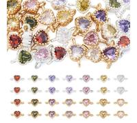 Beadthoven 28pcs Heart Cubic Zirconia Charms Golden Silver Plated Micro Pave Rhinestone Pendants Small Cute Valentine Heart Charms Linking Beads for Bracelet Necklace Earrings DIY Jewelry Making Craft