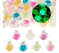 Beadthoven 28Pcs Luminous Glowworm Cabochons Transparent Resin Firefly Glow in Dark Cute Rein Fluorescence Accessories for Hairpin Vase Scrapbook Decor