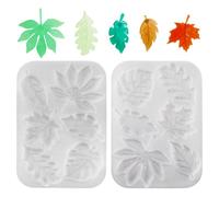 Beadthoven 2Pcs Leaf DIY Pendant Silicone Molds Tree Leaves Jewelry Molds Epoxy Resin Casting Mold for Earring Necklace Keychains Making Spring Fall Harvest Thanksgiving Halloween Decor