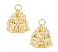 Beadthoven 2Pcs Mini 3D Cake Charms, 18K Golden Brass Birthday Cake Pendants Small Cute Dessert Sweet Food Dangle Charms with Jump Ring for Jewelry Making Necklace Keychains DIY Crafts
