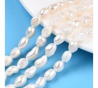 Beadthoven 2Strands Natural Cultured Freshwater Pearl Beads Seashell Color Rice Baroque Pearls Keshi Pearl Beads for Craft Jewelry Making, Hole: 0.7mm