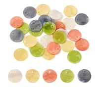 Beadthoven 30PCS Colorful Shell Flat Round Charms Freshwater Seashell Disc Coin Pendants Mother of Pearl Mussel Findings for DIY Handmade Earring Jewelry Making