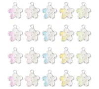 Beadthoven 30Pcs Mini Flower Enamel Charms 5 Colors Crystal Rhinestone Alloy Charms Pastel Color Mini Butterfly Colorful Floral Metal Enamel Pendants for DIY Bracelets Earrings Necklaces Pendants