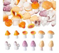 Beadthoven 30Pcs Miniature Resin Mushrooms Figurines Small Little Plastic Mushrooms Wild Fairy Garden Cute Ornaments for Landscape Outdoor Decorations Aquarium Plant Pots Garden DIY Crafts