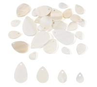 Beadthoven 30PCS White Natural Shell Pendants Mother of Pearl Teardrop Charms Flat Water Drop Shape Seashell Dangle for DIY Earring Findings Necklace Jewelry Making